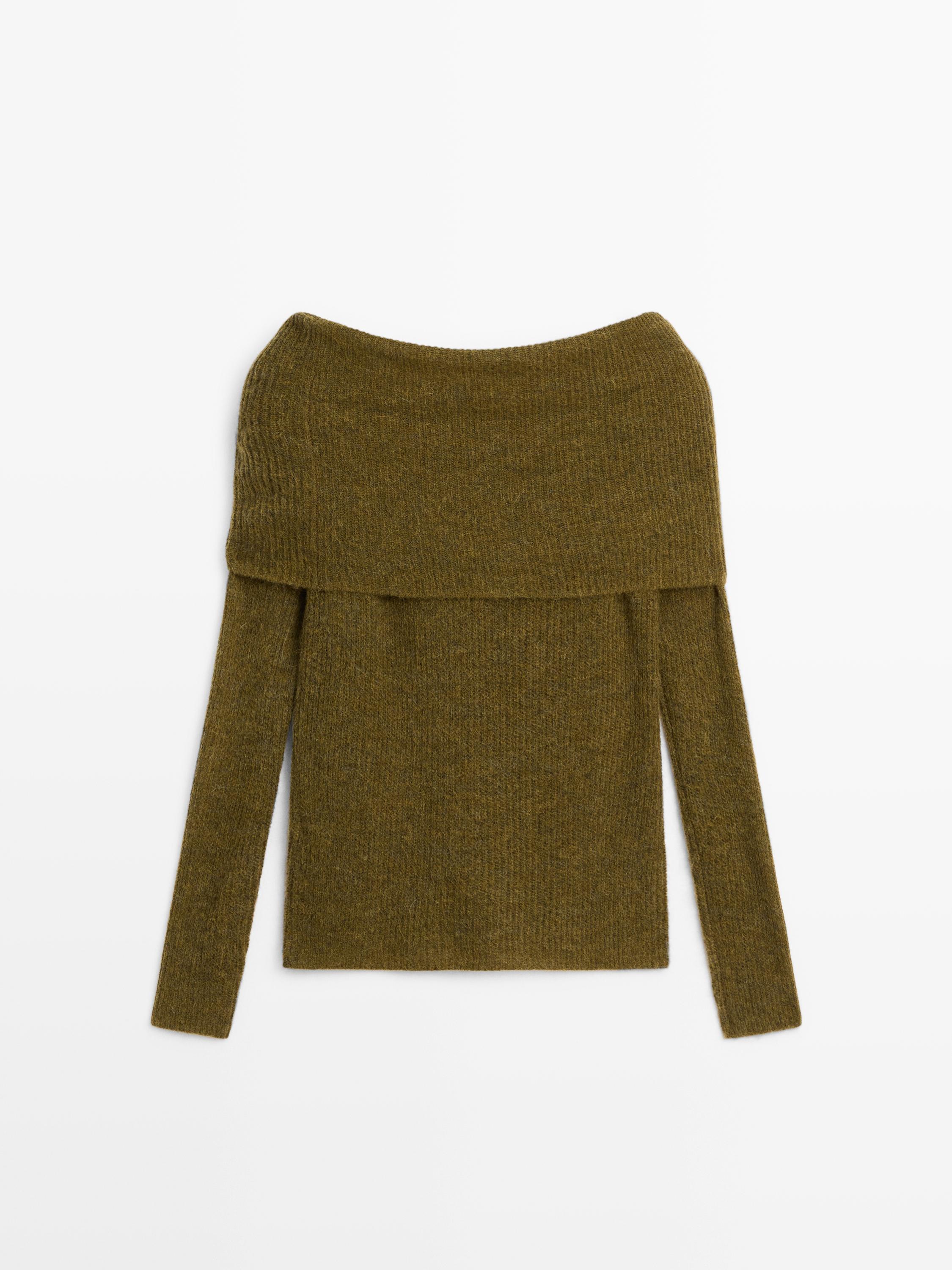 Off-the-shoulder knit sweater